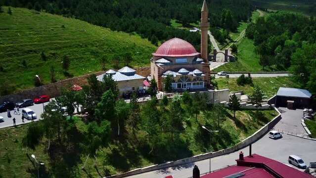  Abdurrahman Gazi Tomb, mausoleum located in Erzurum province of Turkey, Drone .