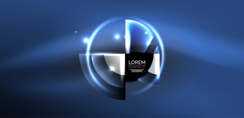 Abstract background glowing neon circles and lines with magic light effects. Hi-tech design for wallpaper, banner, background, landing page, wall art, invitation, prints, posters