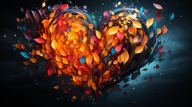 an artistic and colorful heart concept, Generative AI
