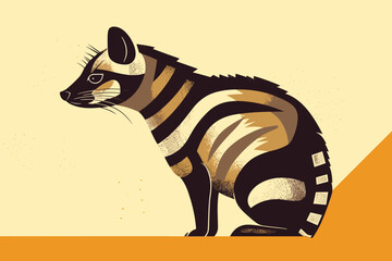 Fototapeta na wymiar Hand-drawn cartoon African civet flat art Illustrations in minimalist vector style