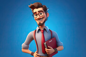 Caucasian Male Teacher Good Looking Backdrop With Copy Space Generative AI