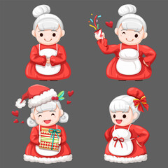 Grandma dresses up Santa Claus on Christmas night in a variety of poses and moods.