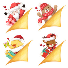Merry Christmas cutout element Holiday cards, invitations and website  celebration decoration