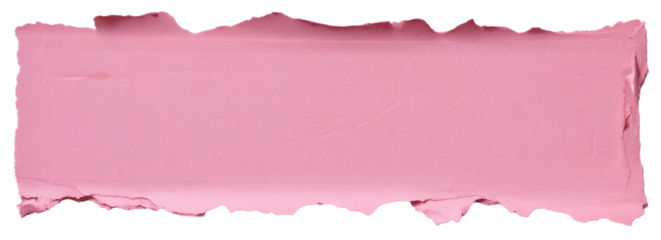 A long pink paper strip with jagged edges. Isolated on transparent background. KI.