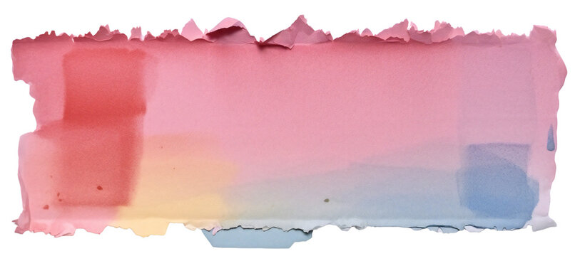 A strip of torn watercolor paper. Isolated on transparent background. KI.