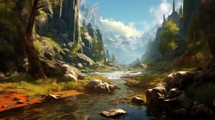 Naklejka na ściany i meble MMORPG Game Art Environment