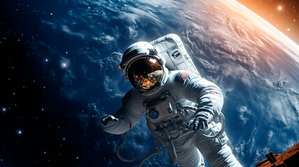 an astronaut in space, space background

