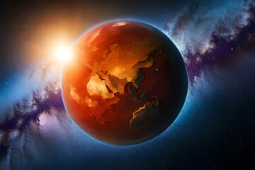 Obraz na płótnie Canvas earth and sun generating by ai technology