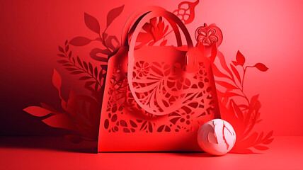 Minimalist style cut out of a red handbag

