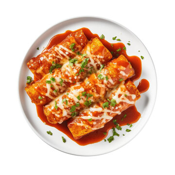 Delicious Plate Enchiladas Isolated on a Transparent Background.