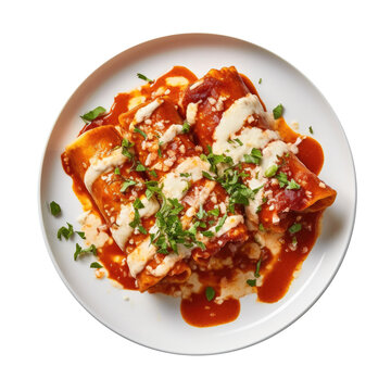 Delicious Plate Enchiladas Isolated on a Transparent Background.