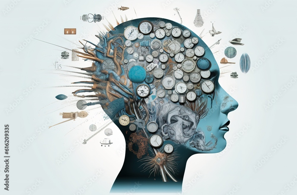 Poster human big data visualization. futuristic artificial intelligence concept. aesthetic cyber mind desig