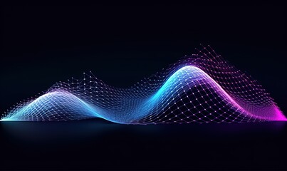 Sound waves oscillating with the glow of light, abstract technology background.. - obrazy, fototapety, plakaty