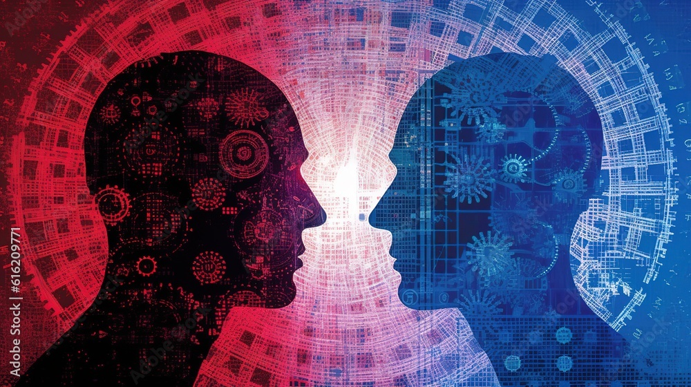Poster human big data visualization. futuristic artificial intelligence concept. aesthetic cyber mind desig