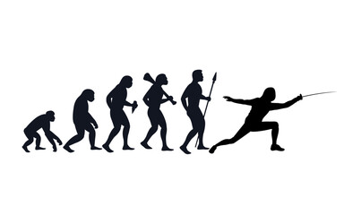 Fototapeta na wymiar Evolution from primate to swordsman