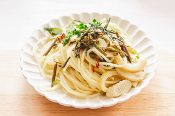 山菜の和風パスタ