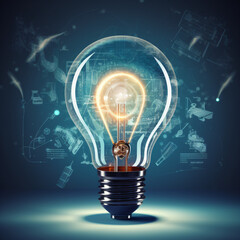 Copyright protect idea concept, author rights and patent intellectual property, Copyright icon inside light bulb.