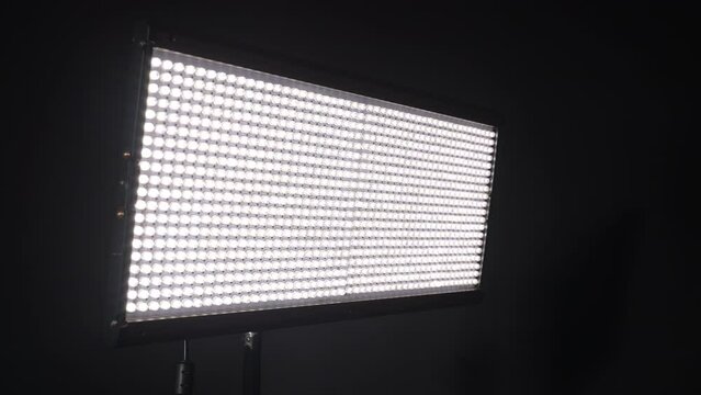 LED panel with many luminous diodes. Dolly shot