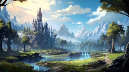Fototapeta premium Fantasy Landscape Game Art