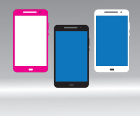 Old smartphone mockup with white, pink, and black colors.