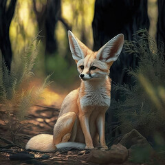fennec fox looking on background