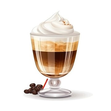 White Russian Cocktail isolated on white as illustration (generative AI)