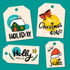 collection christmas gift Tag and label and winter season vector