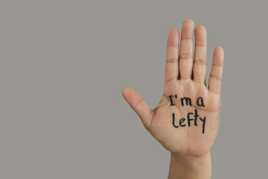 International day of the left-handed, I'm lefty, text on hand with copy space
