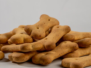 Dog biscuits on a white background. Dog treat.
