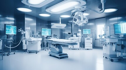 Modern operating room, scientific type background. Created with Generative Ai technology. - obrazy, fototapety, plakaty
