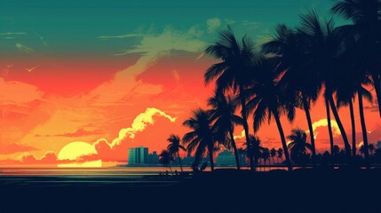 Obraz premium Miami Vibes Wallpaper Background
