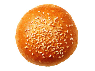 Bun with sesame isolated on transparent background, top view - obrazy, fototapety, plakaty