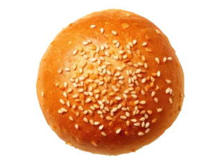 Acrylic prints Bread Bun with sesame isolated on transparent background, top view