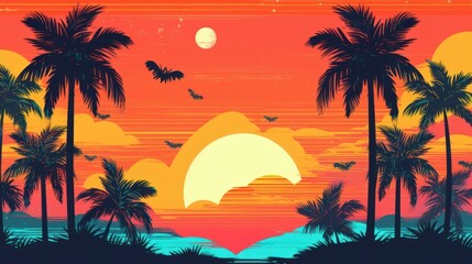 Obraz premium Miami Vibes Wallpaper Background