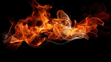 Obraz na płótnie Canvas Flames of fire on a black background. Created with Generative Ai technology.