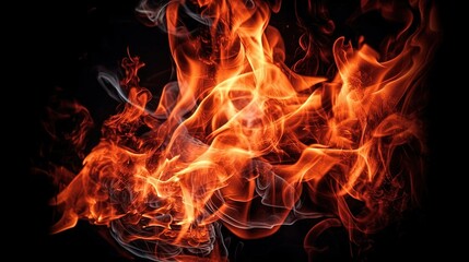 Fototapeta na wymiar Flames of fire on a black background. Created with Generative Ai technology.