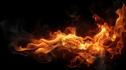 Fototapeta na wymiar Flames of fire on a black background. Created with Generative Ai technology.