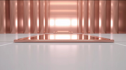 Abstract futuristic technology background, Minimalistic rose gold architectural background, modern design for poster, cover, branding, website, product showcase, AI generated.