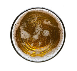glass of beer on transparent background shot from overhead view
- 616217556