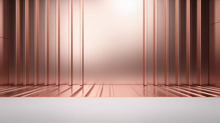 Abstract futuristic technology background, Minimalistic rose gold architectural background, modern design for poster, cover, branding, website, product showcase, AI generated.