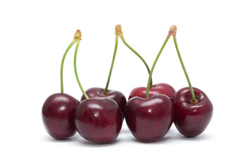 Fototapeta na wymiar Cherry isolated. Cherries on white background. Sour cherry on white.
