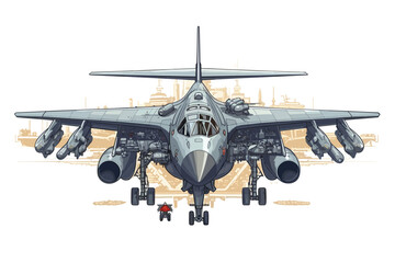 Bombers are aircraft designed to carry and deliver military helicopter isolated on white background. - obrazy, fototapety, plakaty