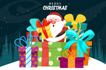 Santa claus with present box for merry christmas