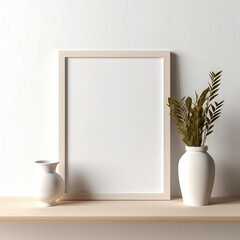 Mockup frame with white background, generative AI