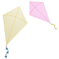 3d Kite illustration with transparent background