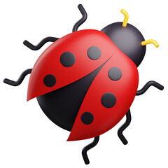 3d Ladybug illustration with transparent background