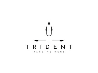 stylized trident logo design - obrazy, fototapety, plakaty