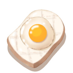 Bread with fried egg.