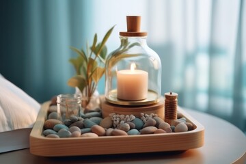 Spa setting with stones and candle