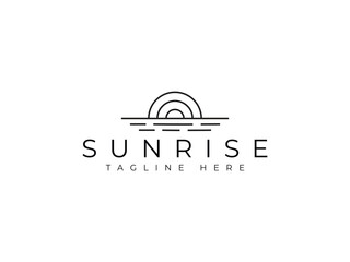 sunrise in the horizon line logo design